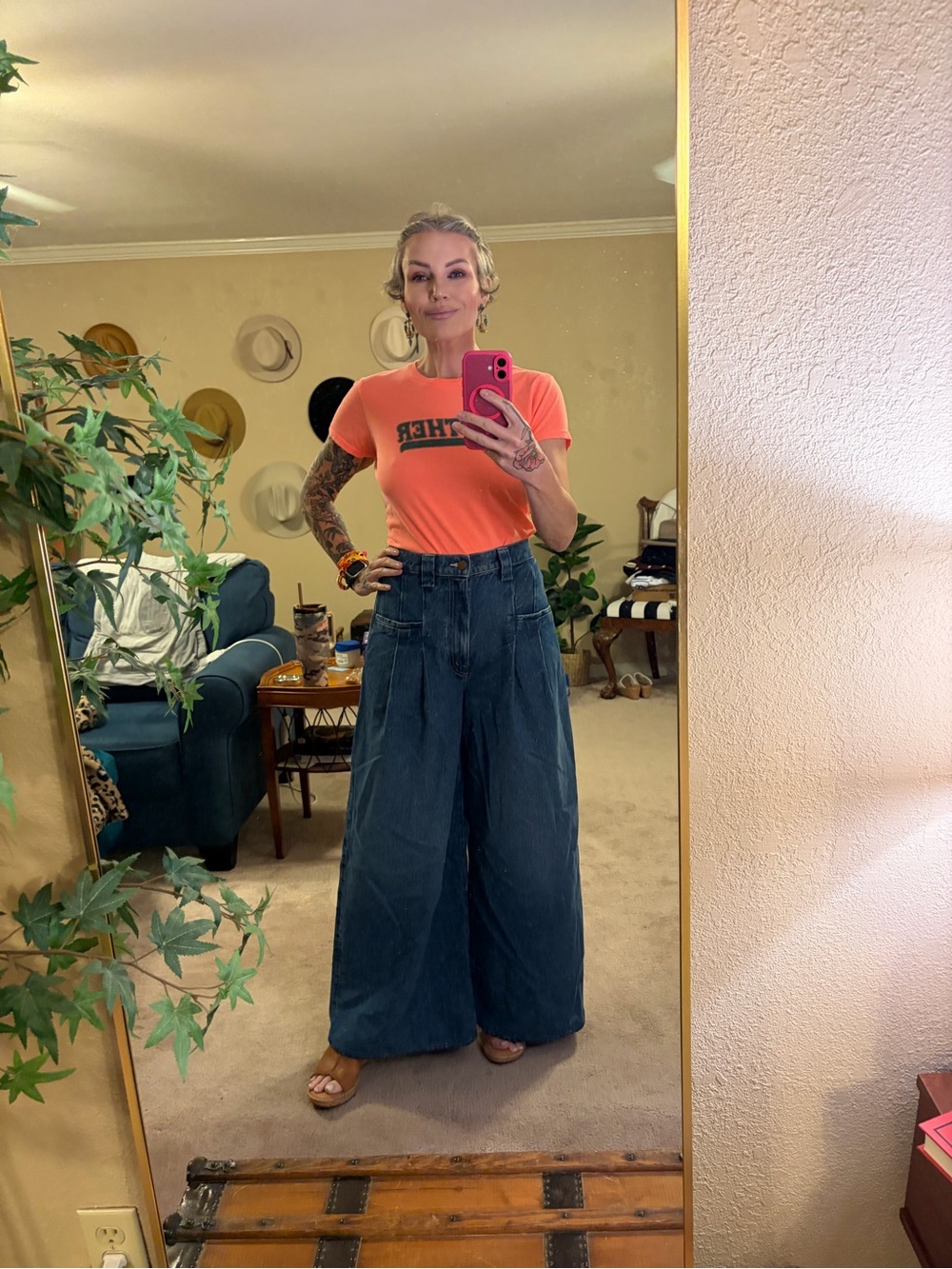 MOTHER Wide-Leg High-Waist Jeans - Medium Blue